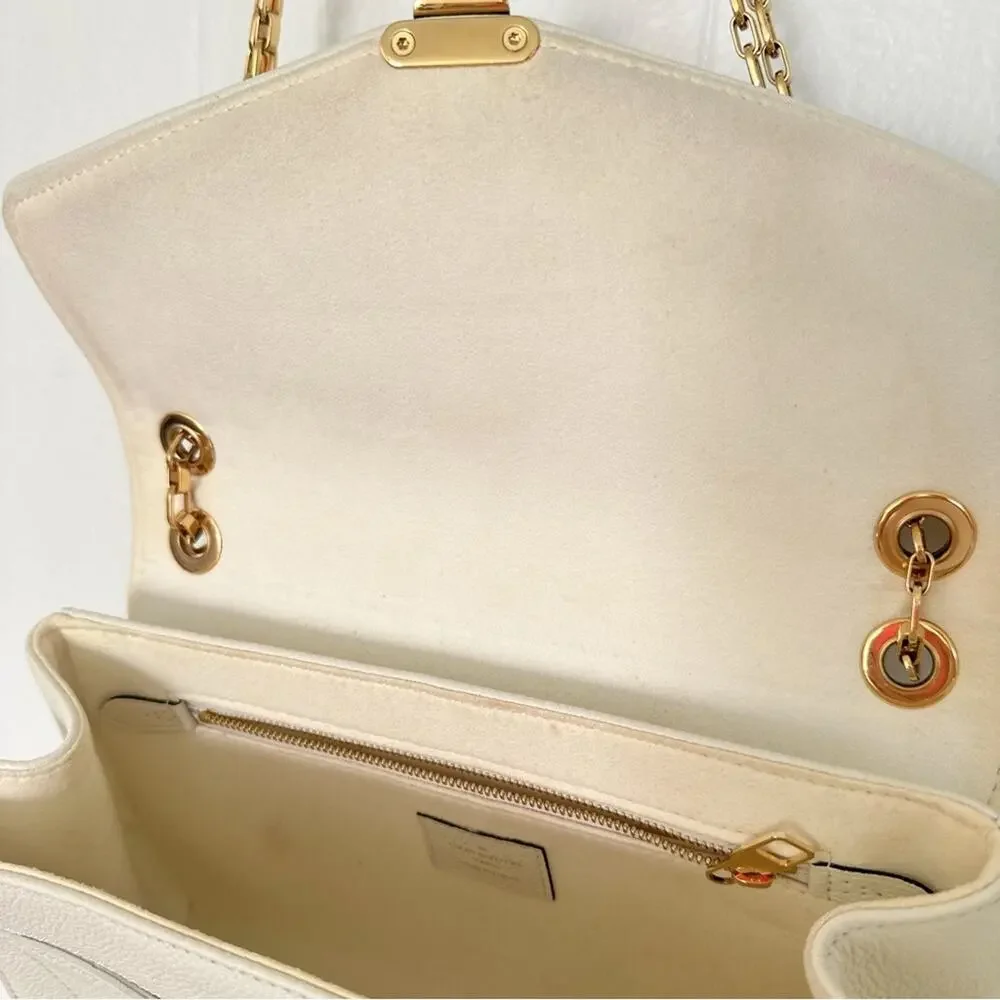 Louis Vuitton Monogram Empreinte Saint Germain PM Chain Flap Bag Dune Cream